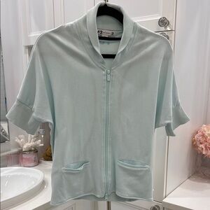 Y-3 Green Boxy Blouse with Mandarin Collar